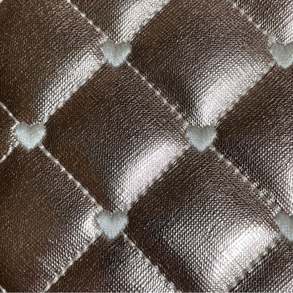 "LUV Betsey" Betsey Johnson Small Rose Gold Quilted w/Hearts Crossbody Bag - Picture 6 of 14